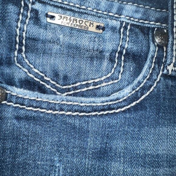 Express Blue Flare Wide Leg Jeans - Picture 3 of 6